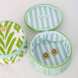 Rosemary Stripe Blue Round Jewelry Case