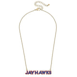 Kansas Jayhawks Outline Enamel Necklace in Blue/Red