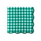 ELEGANT EMERALD GREEN GINGHAM DINNER NAPKINS