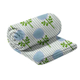 Marigold Ticking Stripe Blue Fleece Blanket