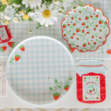 Strawberry Picnic Gingham Print Large Plates