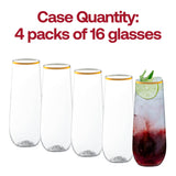 9 oz. Clear with Gold Plastic Champagne Flutes - 64 pcs