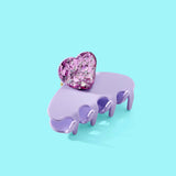 Claw Hair Clip - Medium - Small Confetti Heart - Purple