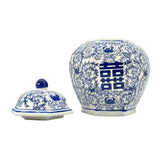 Blue & White Chinoiserie Porcelain Jar 12"