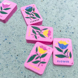 Floating Mahjong Tiles in Floral in Pink