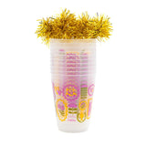 Forever Fun Social Club Reusable Cups with Pom Pom Stirrers