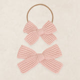 Sweater Bow - French Pink Chunky Knit