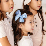 Satin Bow- French Blue Clip- Large Alligator Clip