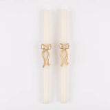 Gold Stripy Bow Table Candles