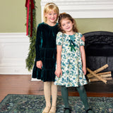 Girls Hermione Dress- Green Holly