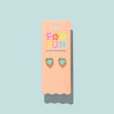 For Fun- Harper Blue Heart Studs