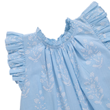 Girls Harper Dress- Blue Dewdrop Block Print