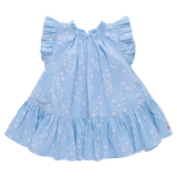 Girls Harper Dress- Blue Dewdrop Block Print