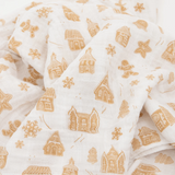 Cotton Muslin Swaddle Blanket- Gingerbread Village
