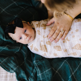 Cotton Muslin Swaddle Blanket- Gingerbread Village