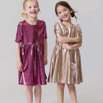Girls Lame Steph Dress- Pink