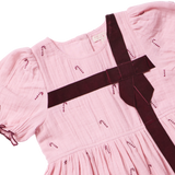 Girls Liliana Dress- Pink Velvet Bows