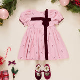 Girls Liliana Dress- Pink Velvet Bows