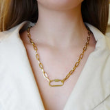 Open Carabiner Link Chain Necklace- 18k Gold