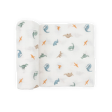 Organic Cotton Muslin Swaddle Blanket- Little Dino