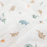 Organic Cotton Muslin Swaddle Blanket- Little Dino