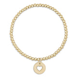 Classic Gold 2mm Bead Bracelet - Love Small Gold Charm