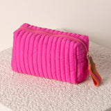 Ezra Small Boxy Cosmetic Pouch- Magenta