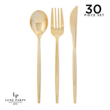 Matrix Gold Plastic Cutlery Set- 30 Pieces