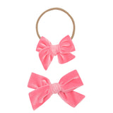 Velvet- Melon Pink Bow Headband- Small