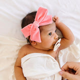 Velvet- Melon Pink Bow Headband- Small