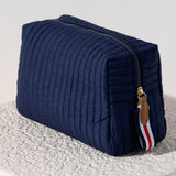 Ezra Large Boxy Cosmetic Pouch- Navy
