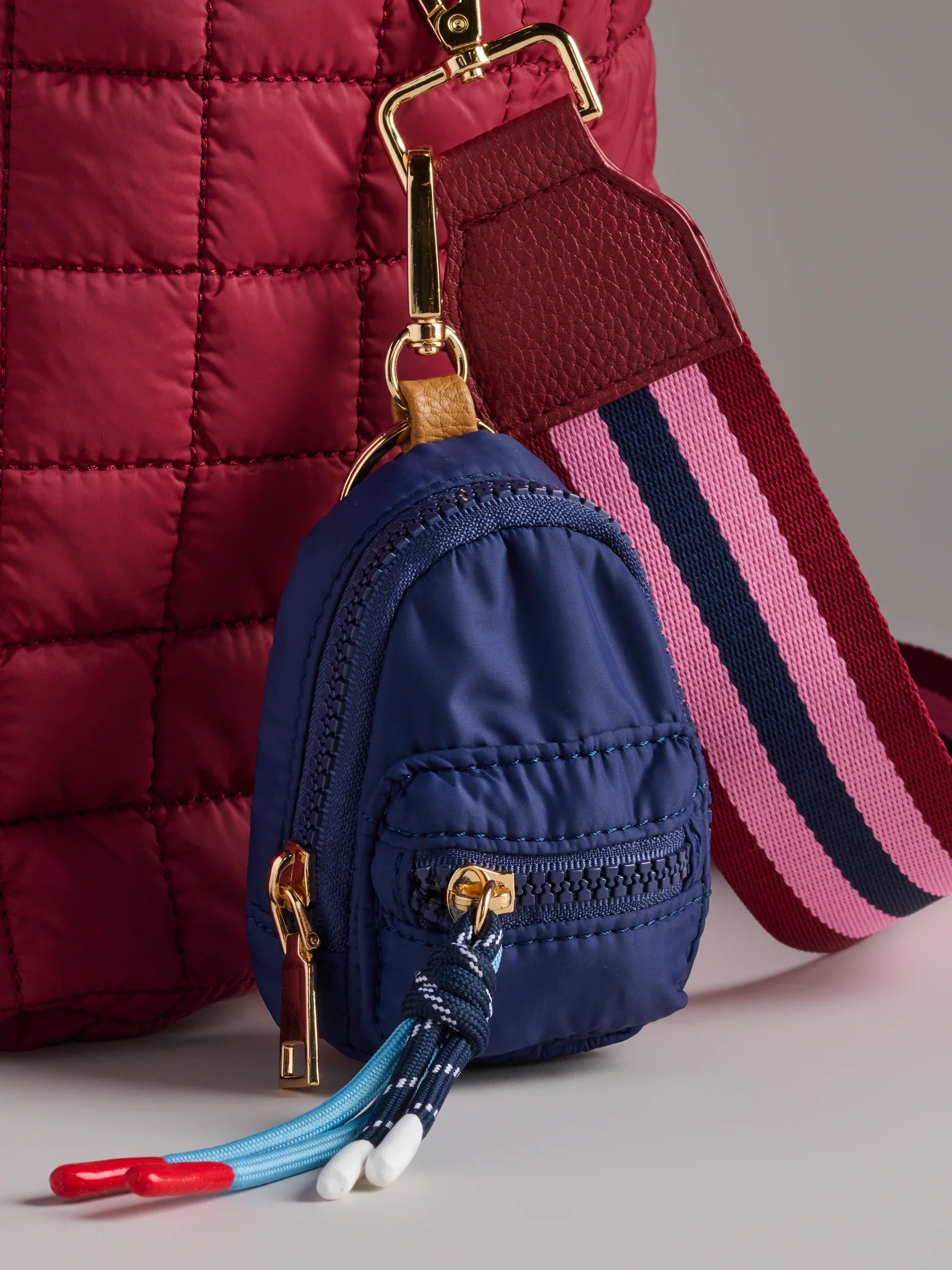 Ezra Mini Backpack Bag Charm- Navy