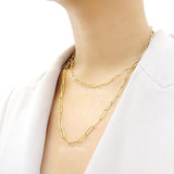Oval Link Paper Clip Choker Necklace- 14k Gold, 15in
