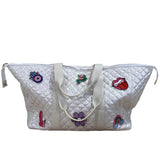 Patch Perfect Quilted Tote- Iridescent White