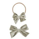 Velvet- Pewter Bow Headband- Small