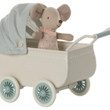 Pram with Baby Mouse- Mint