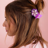 Purple Pink Flower Gemstone Claw Clip