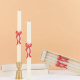 Red Stripy Bow Table Candles