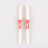 Red Stripy Bow Table Candles