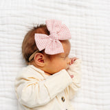 Adventure Bow- Rose Gingham Headband