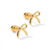 Sadie Bow Gold Screwback Stud Earrings