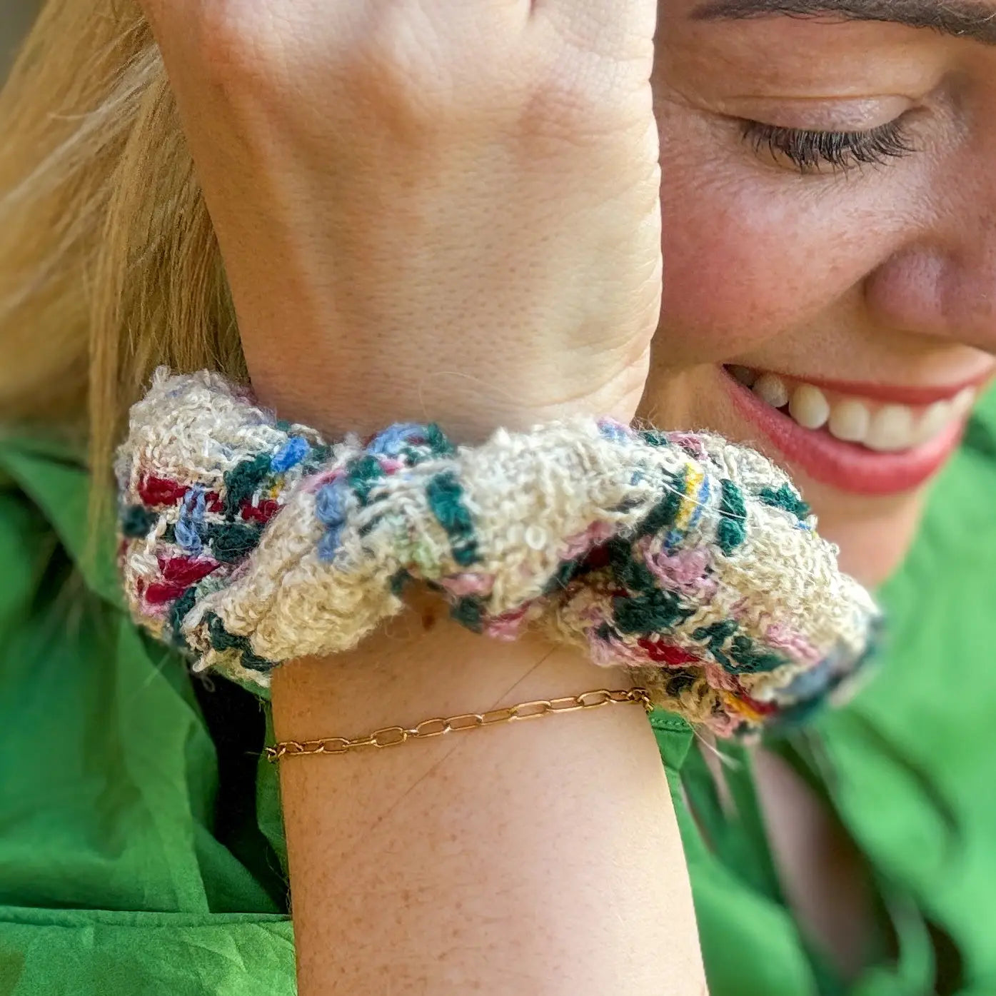 Tweed Scrunchies- Assorted Colors