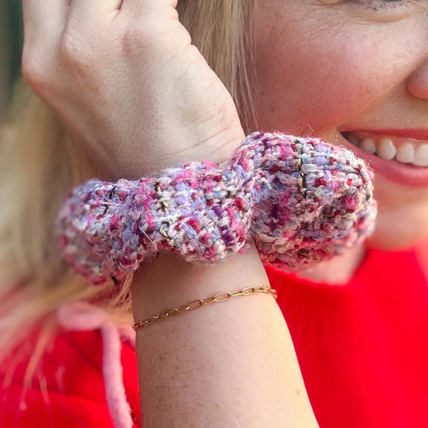 Tweed Scrunchies- Assorted Colors