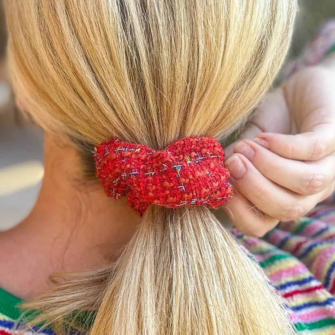 Tweed Scrunchies- Assorted Colors