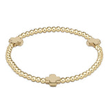 Signature Cross Gold Pattern Extended 3mm Bead Bracelet- Gold