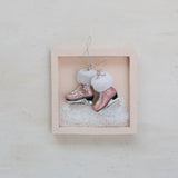 Mercury Glass Ice Skate Ornament with Faux Fur Cuff