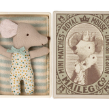 Sleepy Wakey Baby Mouse in a Matchbox- Blue