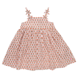 Girls Tia Dress- Pink Prairie Block Print