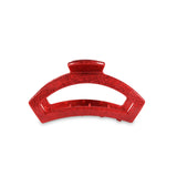 Open Tiny Hair Clip- Red Glitter