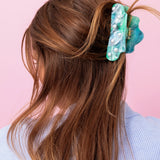 Turquoise with Pearl Beads Large Claw Clip